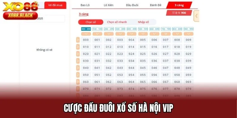 Cược đầu đuôi xổ số Hà Nội VIP