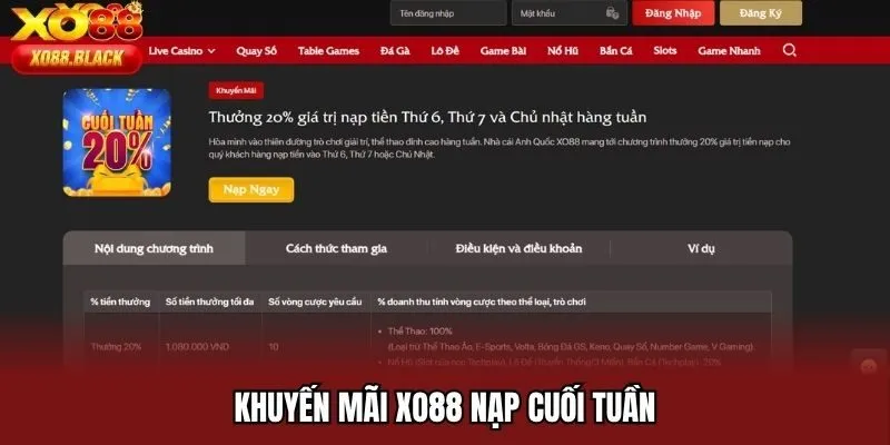 Khuyến mãi Xo88 nạp cuối tuần