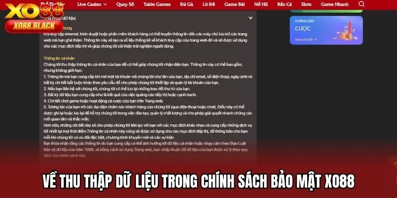 Về thu thập dữ liệu trong chính sách bảo mật Xo88