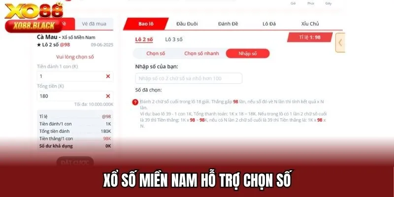 Xổ số miền Nam hỗ trợ chọn số